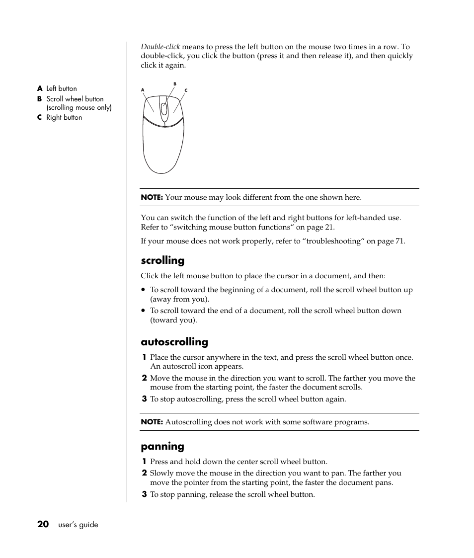 Scrolling, Autoscrolling, Panning | Compaq PRESARIO S0000 User Manual | Page 27 / 123