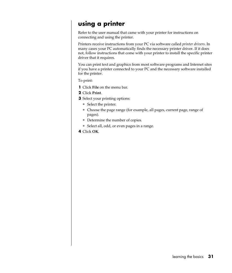 Using a printer | Compaq PRESARIO S0000 User Manual | Page 38 / 123