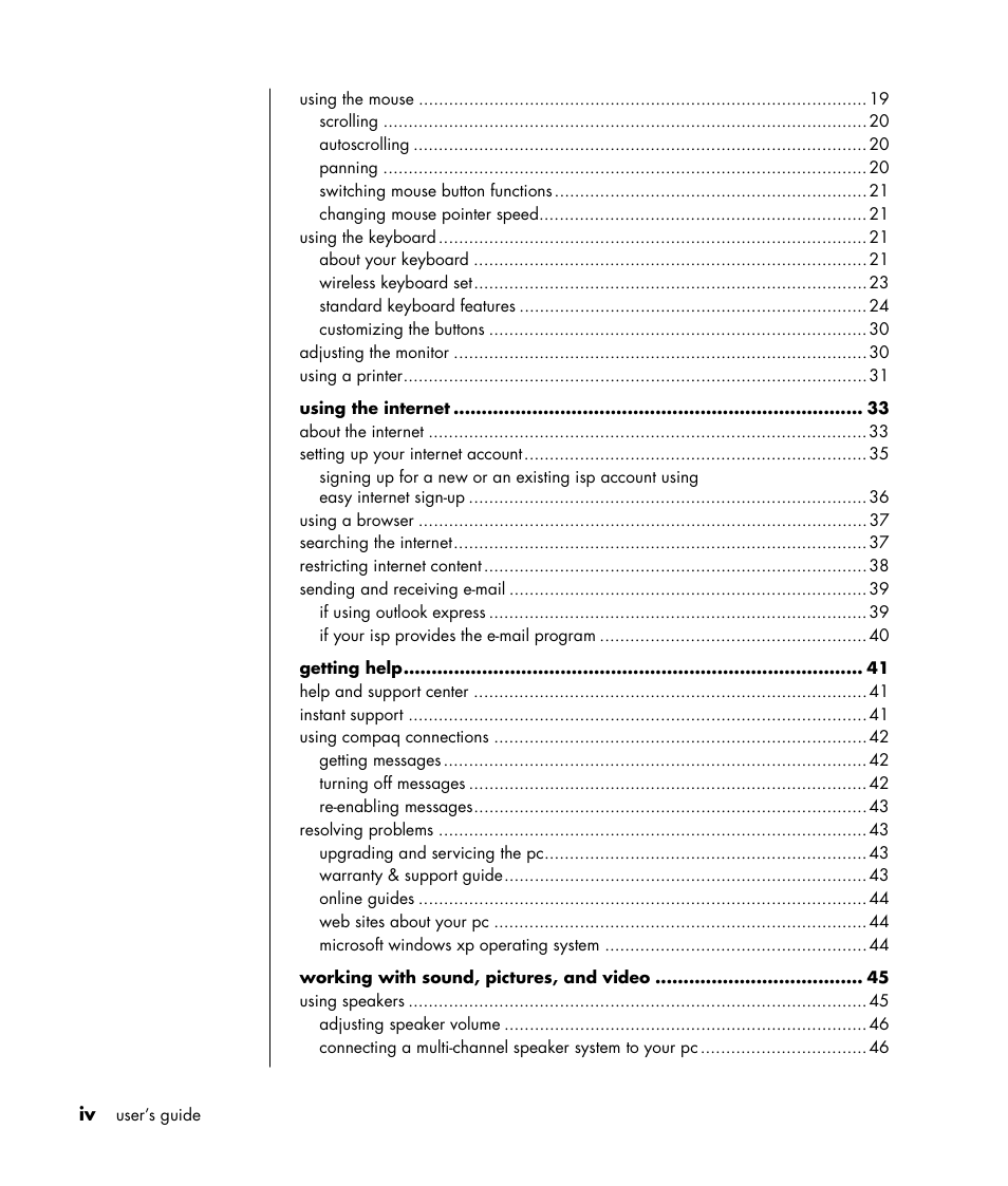Compaq PRESARIO S0000 User Manual | Page 5 / 123
