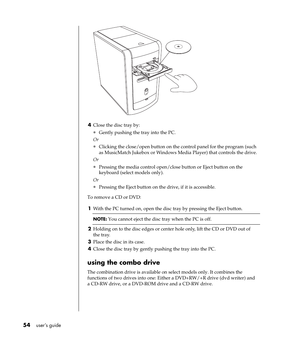 Using the combo drive | Compaq PRESARIO S0000 User Manual | Page 61 / 123