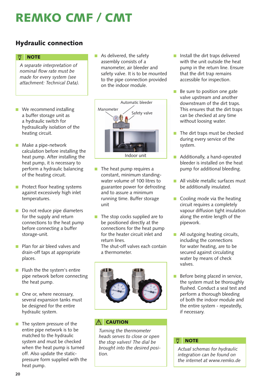 Remko cmf / cmt, Hydraulic connection | REMKO CMF-120-1P User Manual | Page 20 / 68