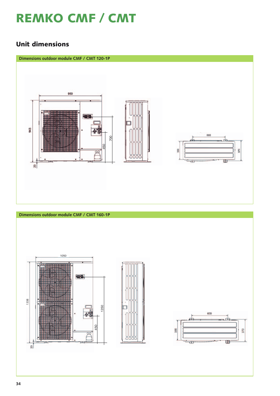 Remko cmf / cmt, Unit dimensions | REMKO CMF-120-1P User Manual | Page 34 / 68