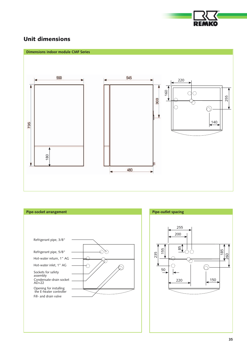 Unit dimensions | REMKO CMF-120-1P User Manual | Page 35 / 68