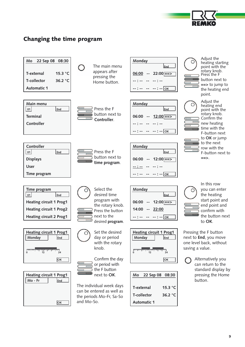 Changing the time program | REMKO CMF-80 v.1 User Manual | Page 9 / 12