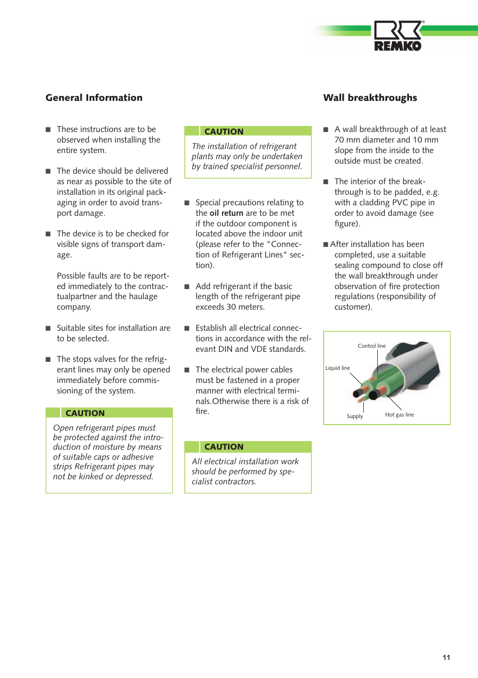 General information, Wall breakthroughs | REMKO CMF-80 v.2 User Manual | Page 11 / 44