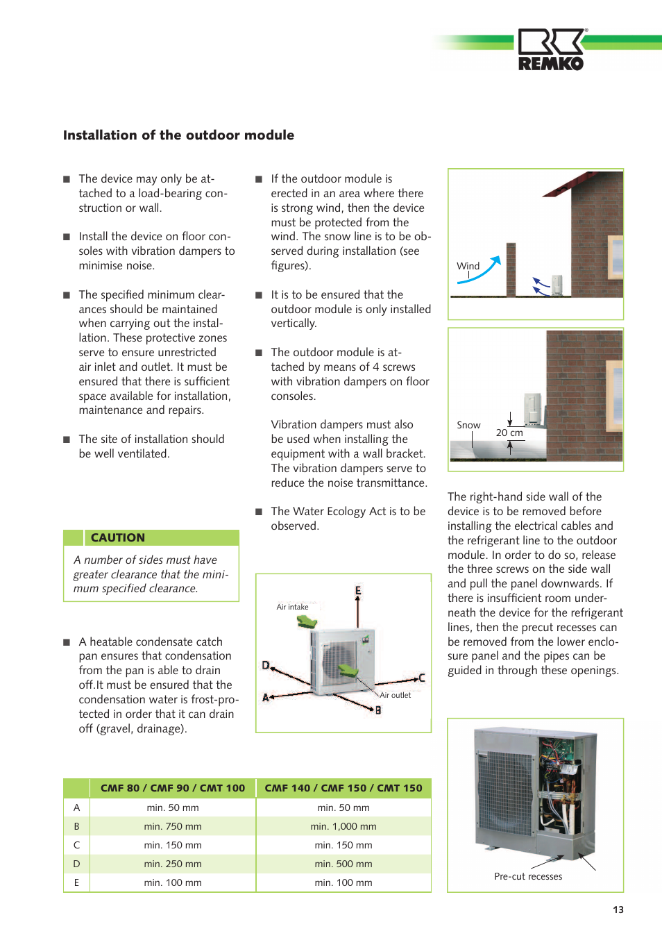 Installation of the outdoor module | REMKO CMF-80 v.2 User Manual | Page 13 / 44