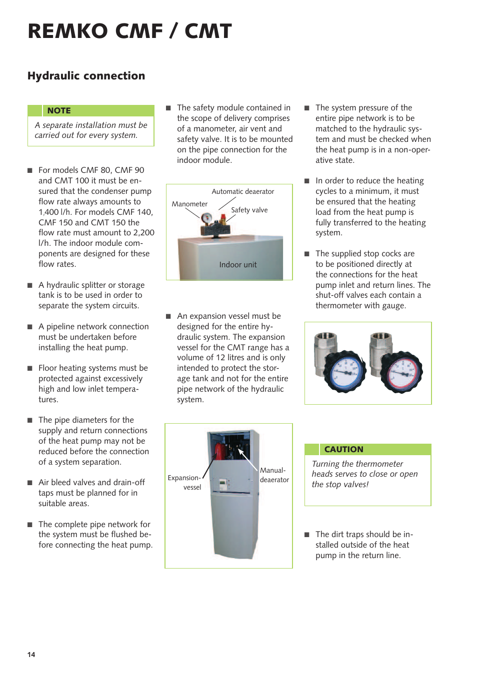 Remko cmf / cmt, Hydraulic connection | REMKO CMF-80 v.2 User Manual | Page 14 / 44