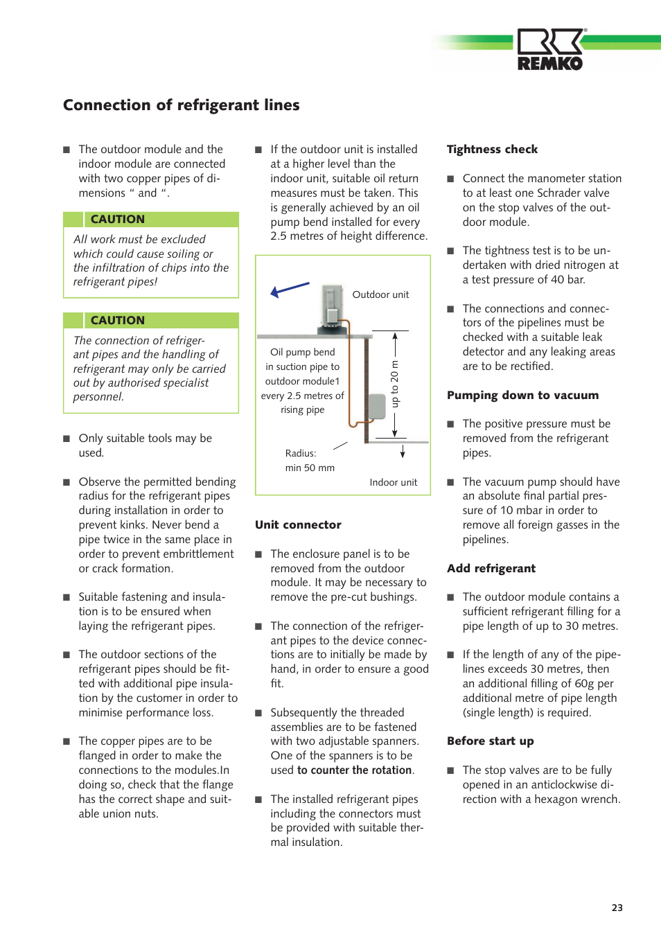 Connection of refrigerant lines | REMKO CMF-80 v.2 User Manual | Page 23 / 44