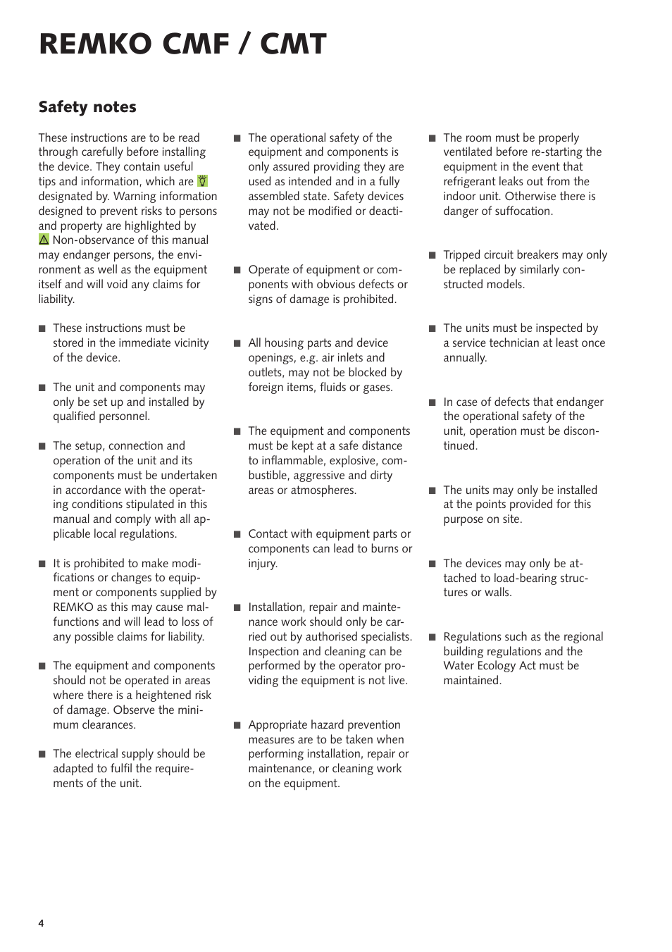 Remko cmf / cmt | REMKO CMF-80 v.2 User Manual | Page 4 / 44