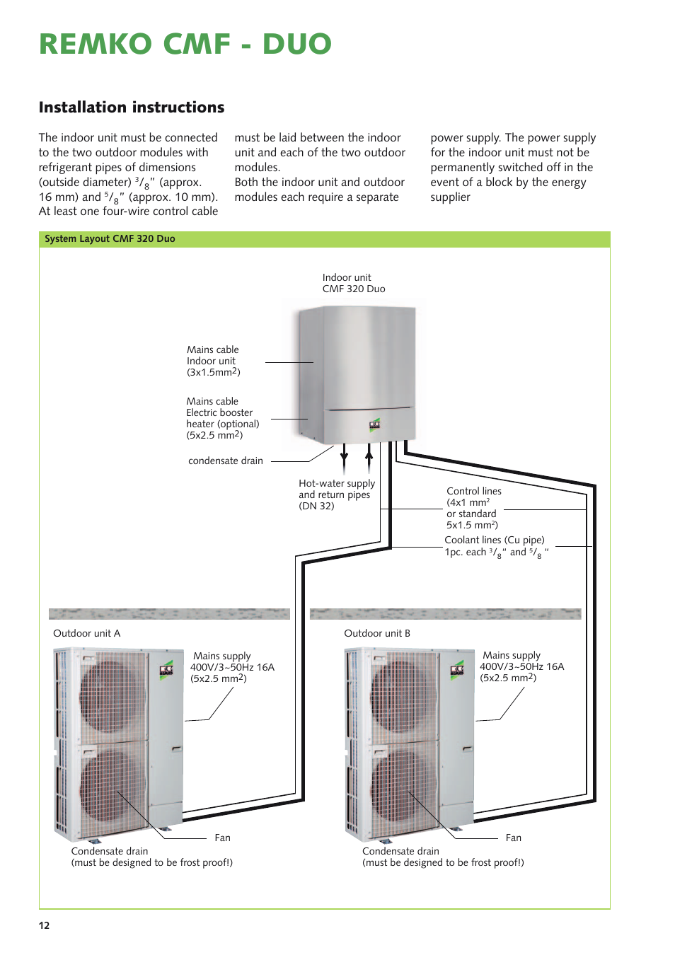 Remko cmf - duo, Installation instructions | REMKO CMF 320 Duo User Manual | Page 12 / 60