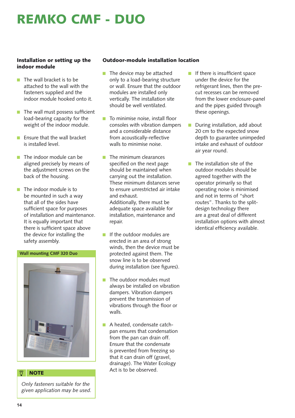 Remko cmf - duo | REMKO CMF 320 Duo User Manual | Page 14 / 60
