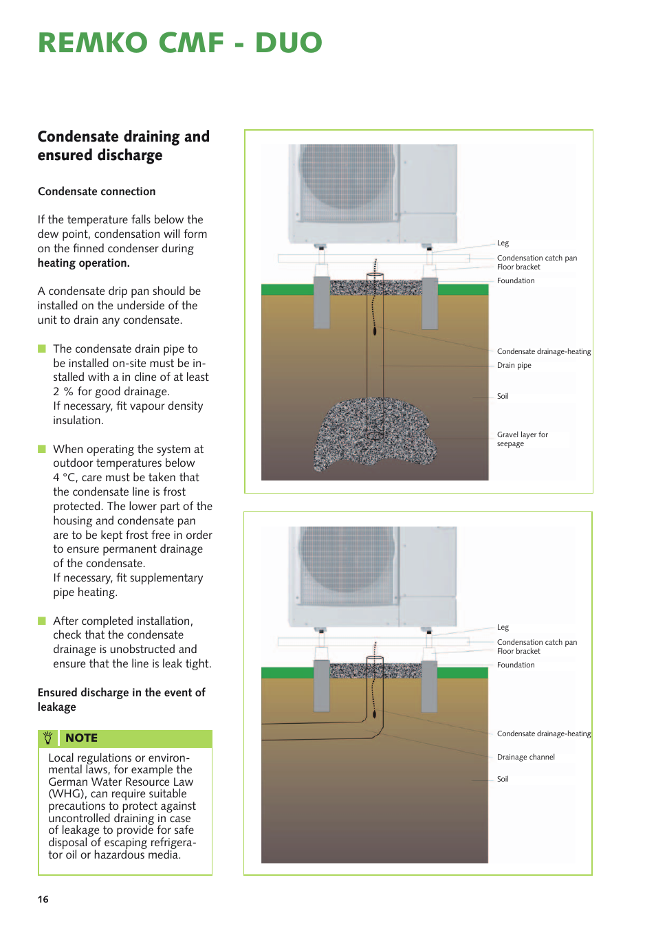 Remko cmf - duo, Condensate draining and ensured discharge | REMKO CMF 320 Duo User Manual | Page 16 / 60