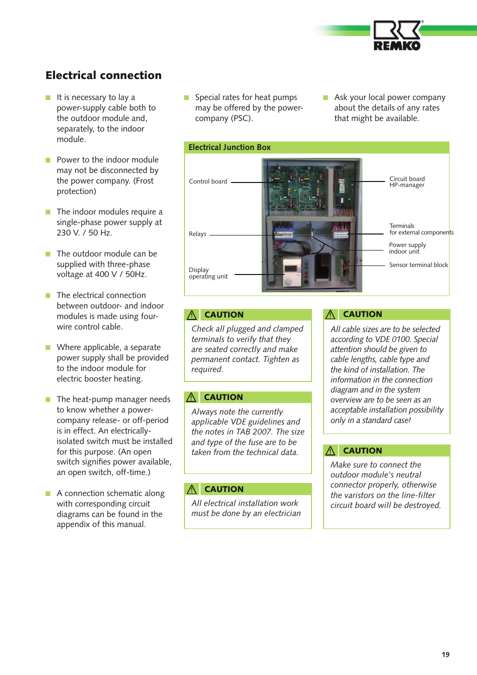 Electrical connection | REMKO CMF 320 Duo User Manual | Page 19 / 60