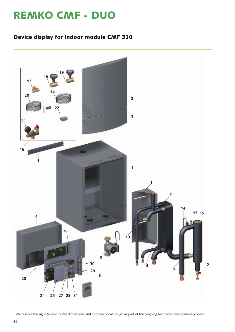 Remko cmf - duo, Device display for indoor module cmf 320 | REMKO CMF 320 Duo User Manual | Page 54 / 60