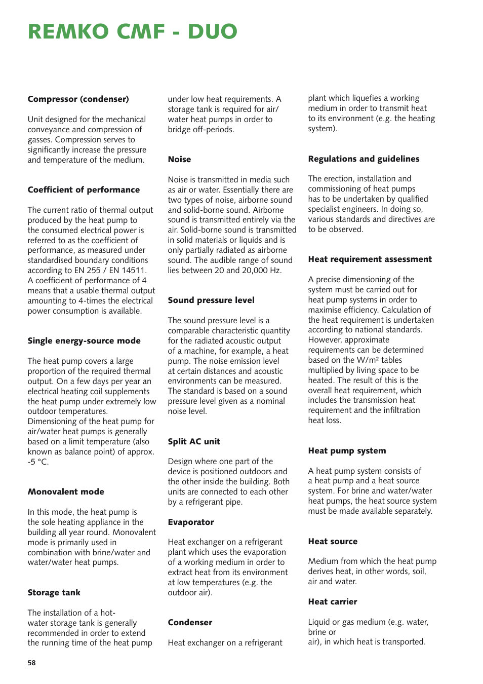 Remko cmf - duo | REMKO CMF 320 Duo User Manual | Page 58 / 60
