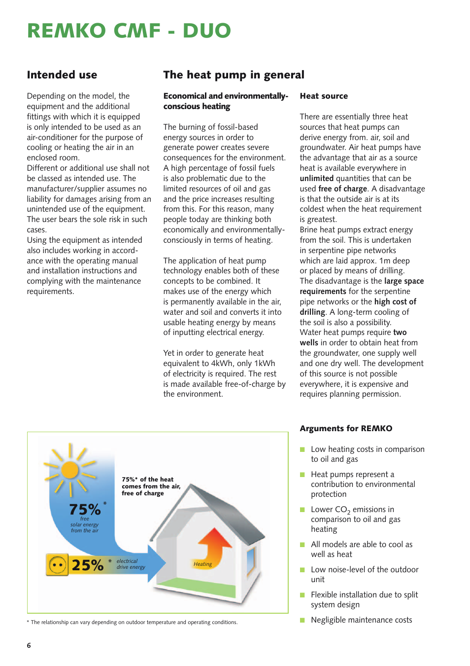 Remko cmf - duo, The heat pump in general, Intended use | REMKO CMF 320 Duo User Manual | Page 6 / 60