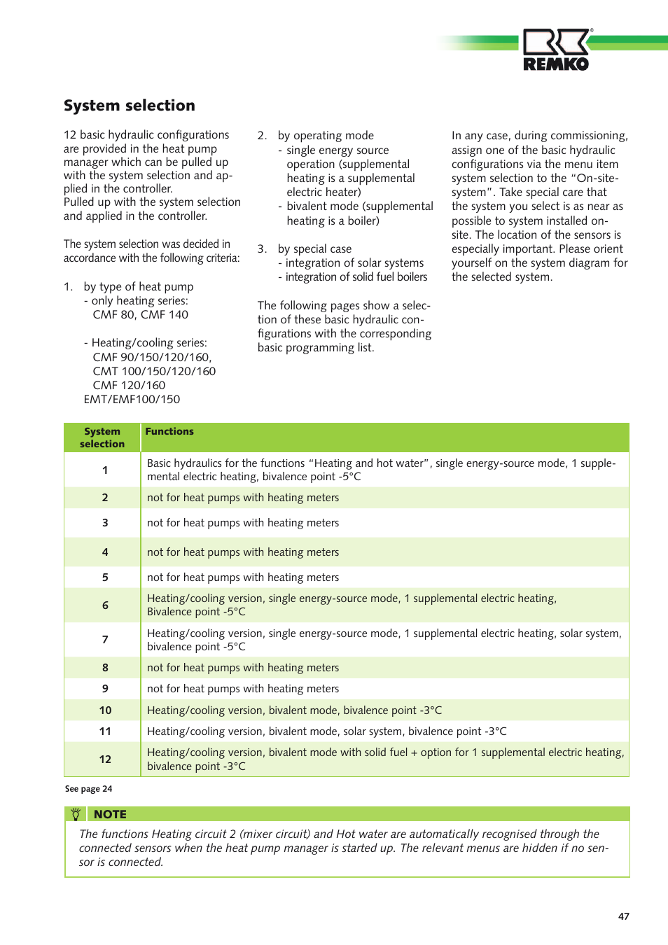 System selection | REMKO Multi-talent User Manual | Page 47 / 72