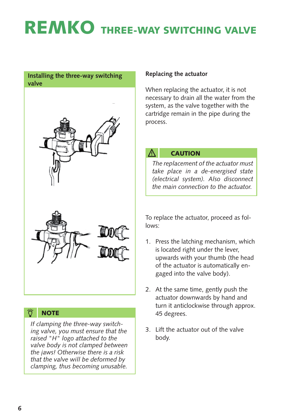 Remko, Three-way switching valve | REMKO DN 25 User Manual | Page 6 / 12