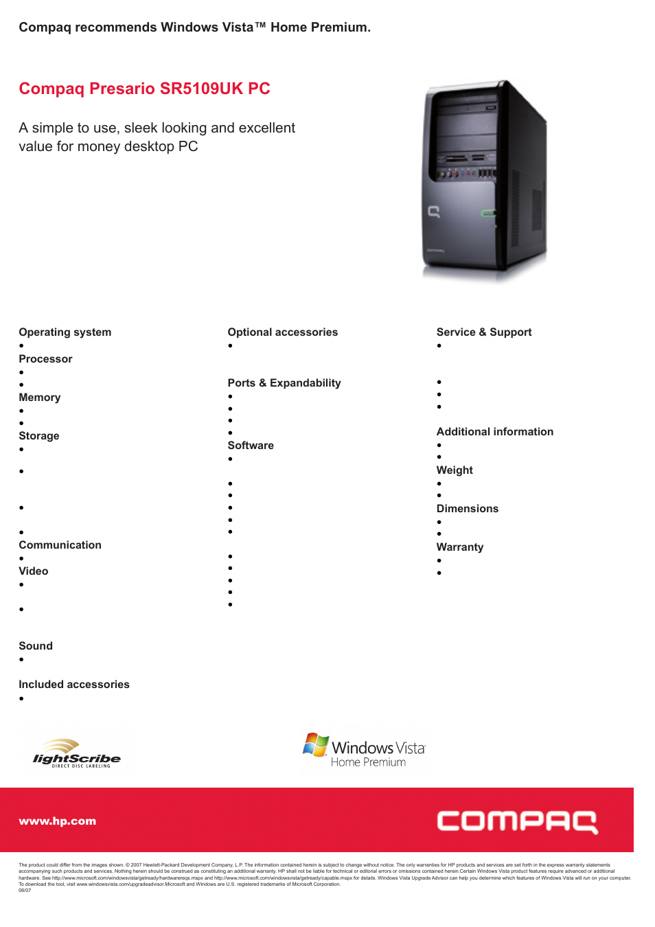 Compaq SR5109UK User Manual | 1 page