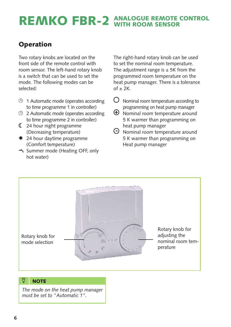 Remko fbr-2, Operation | REMKO FBR-2 User Manual | Page 6 / 12