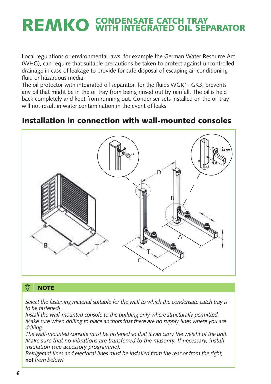 Remko | REMKO Condensate Catch Tray With Oil Separator User Manual | Page 6 / 20
