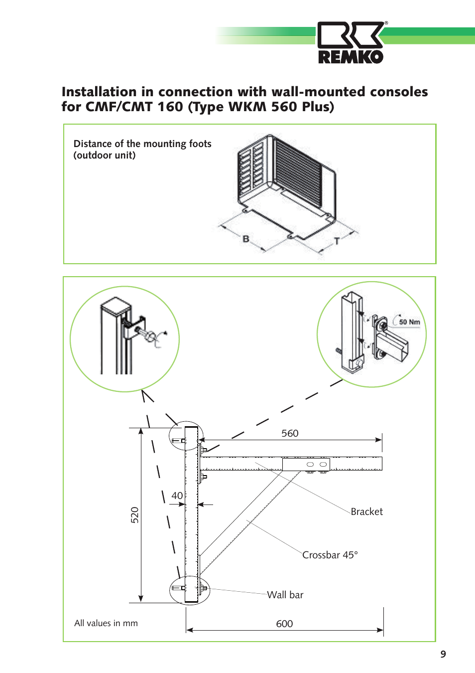 Gmbh, Distance of the mounting foots (outdoor unit) | REMKO Condensate Catch Tray With Oil Separator User Manual | Page 9 / 20