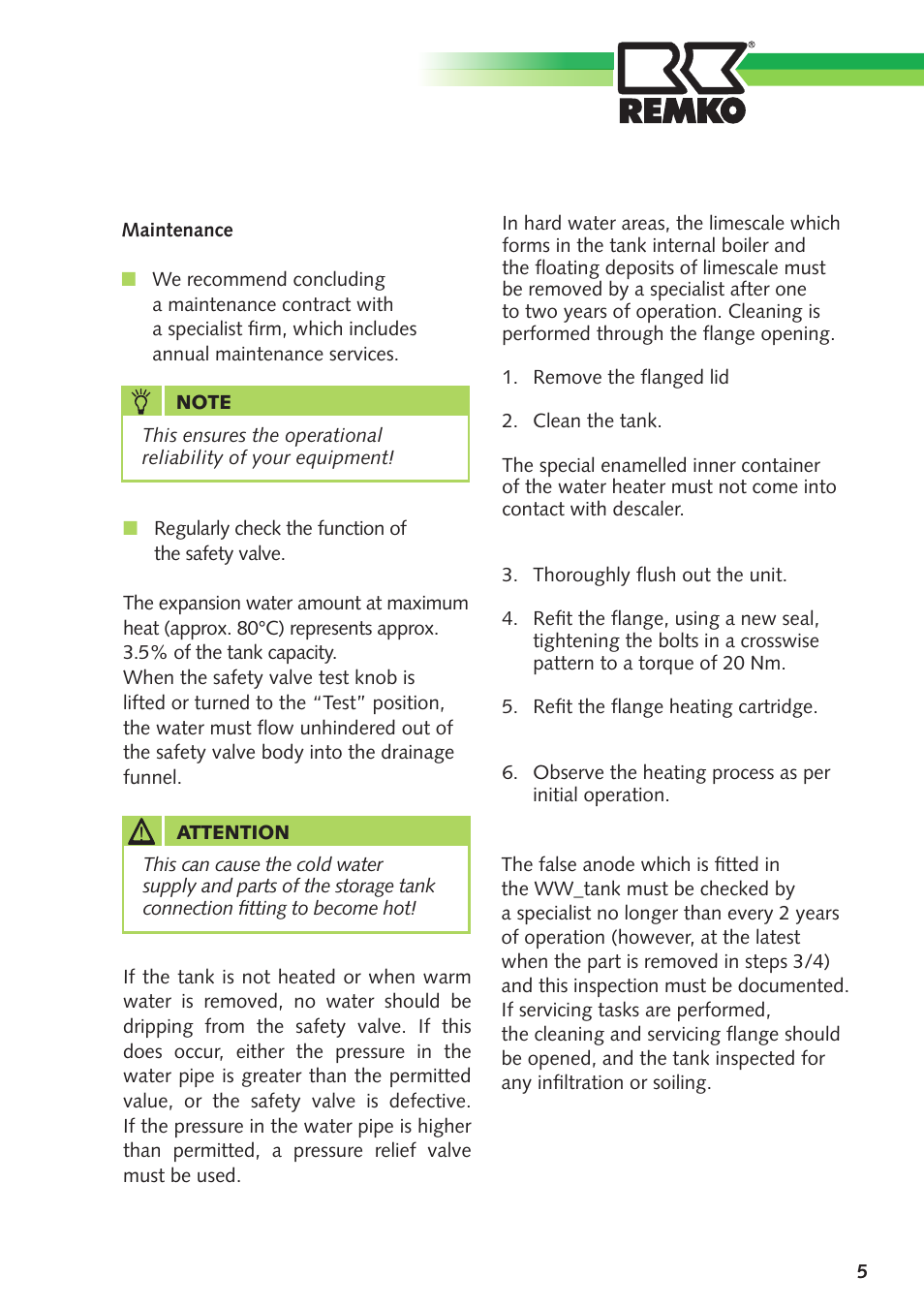 REMKO Elektric Booster Heater User Manual | Page 5 / 12