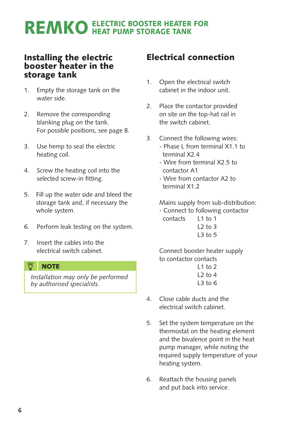 Remko | REMKO Elektric Booster Heater User Manual | Page 6 / 12