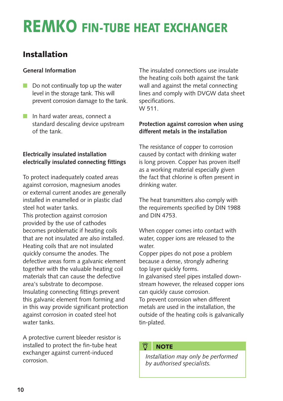 Remko, Fin-tube heat exchanger, Installation | REMKO Fin-tube heat exchanger User Manual | Page 10 / 16