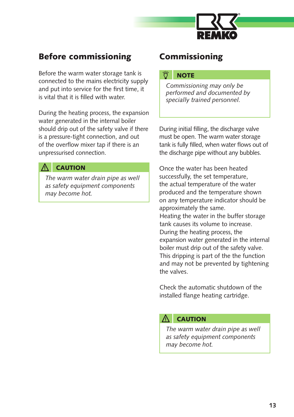 Remko, Flange heating cartridge | REMKO Flange Heating Cartridge User Manual | Page 13 / 16