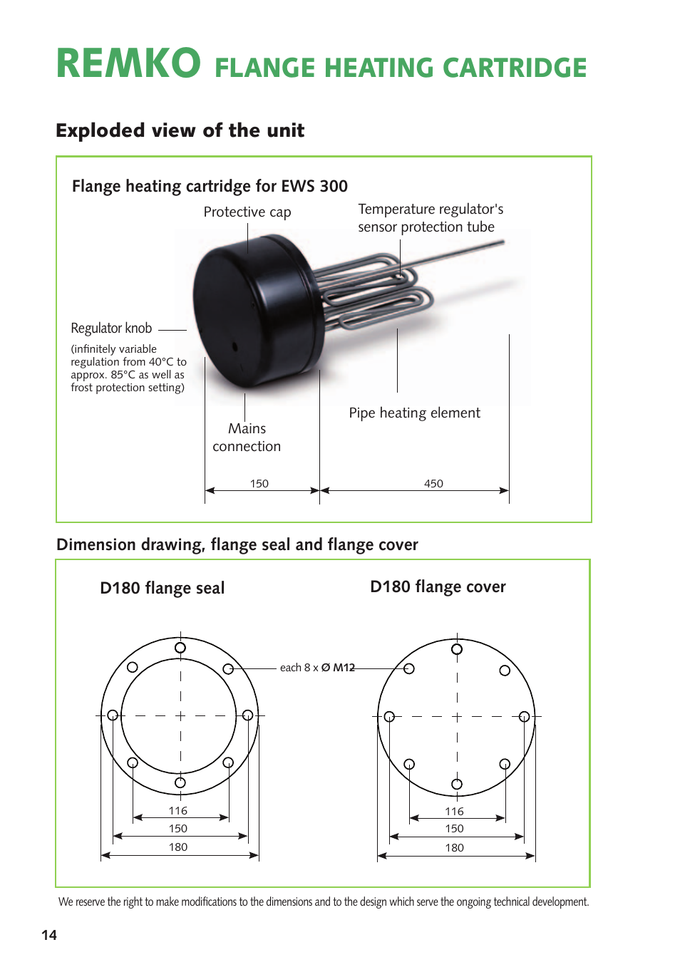 Remko, Flange heating cartridge, Exploded view of the unit | REMKO Flange Heating Cartridge User Manual | Page 14 / 16