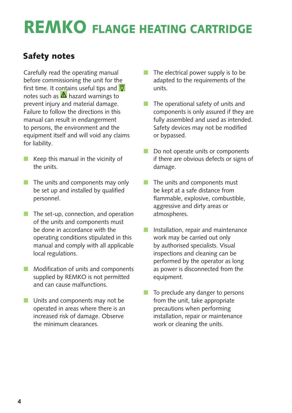 Remko, Flange heating cartridge | REMKO Flange Heating Cartridge User Manual | Page 4 / 16