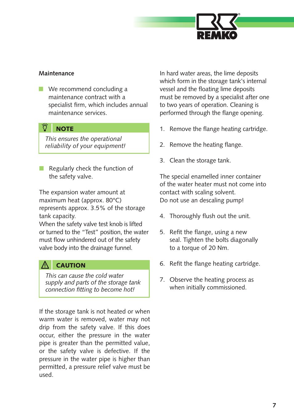 Remko, Flange heating cartridge | REMKO Flange Heating Cartridge User Manual | Page 7 / 16