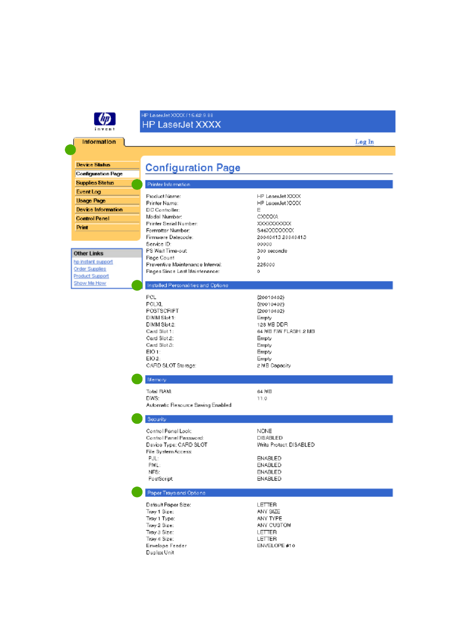 Configuration page | HP LaserJet 5200 User Manual | Page 16 / 58