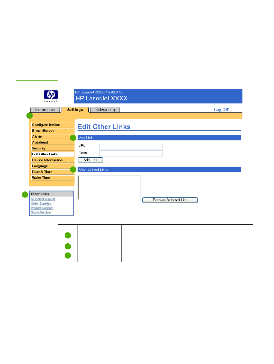 Edit other links | HP LaserJet 5200 User Manual | Page 40 / 58