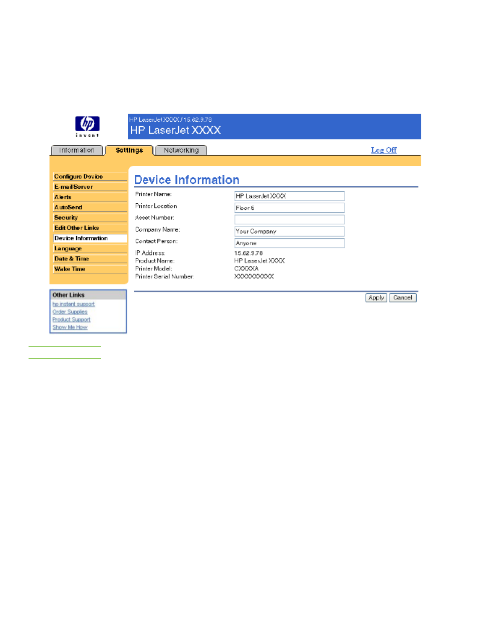 Device information | HP LaserJet 5200 User Manual | Page 42 / 58