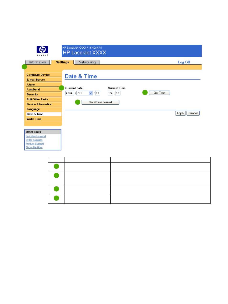 Date & time | HP LaserJet 5200 User Manual | Page 44 / 58