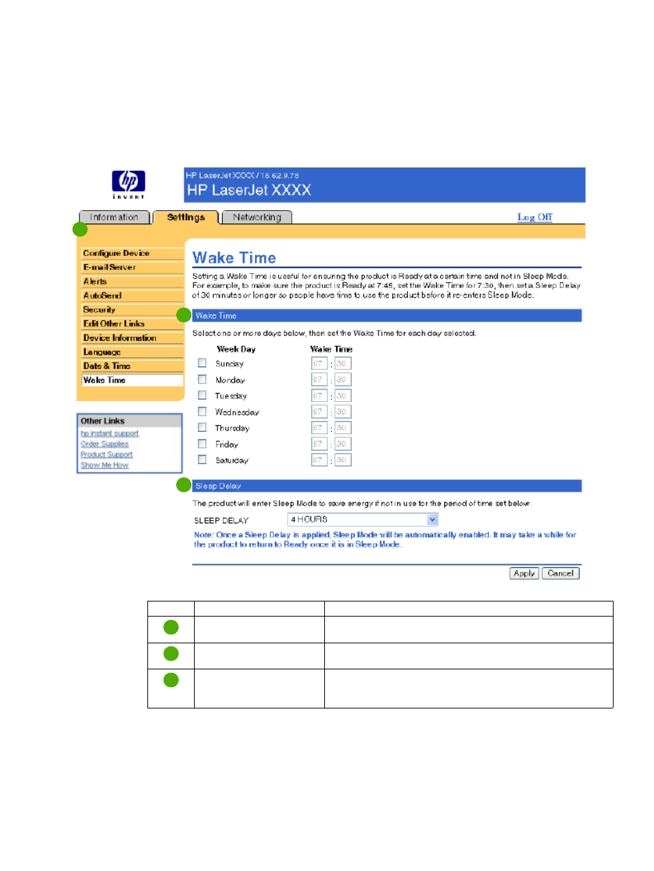 Wake time | HP LaserJet 5200 User Manual | Page 45 / 58