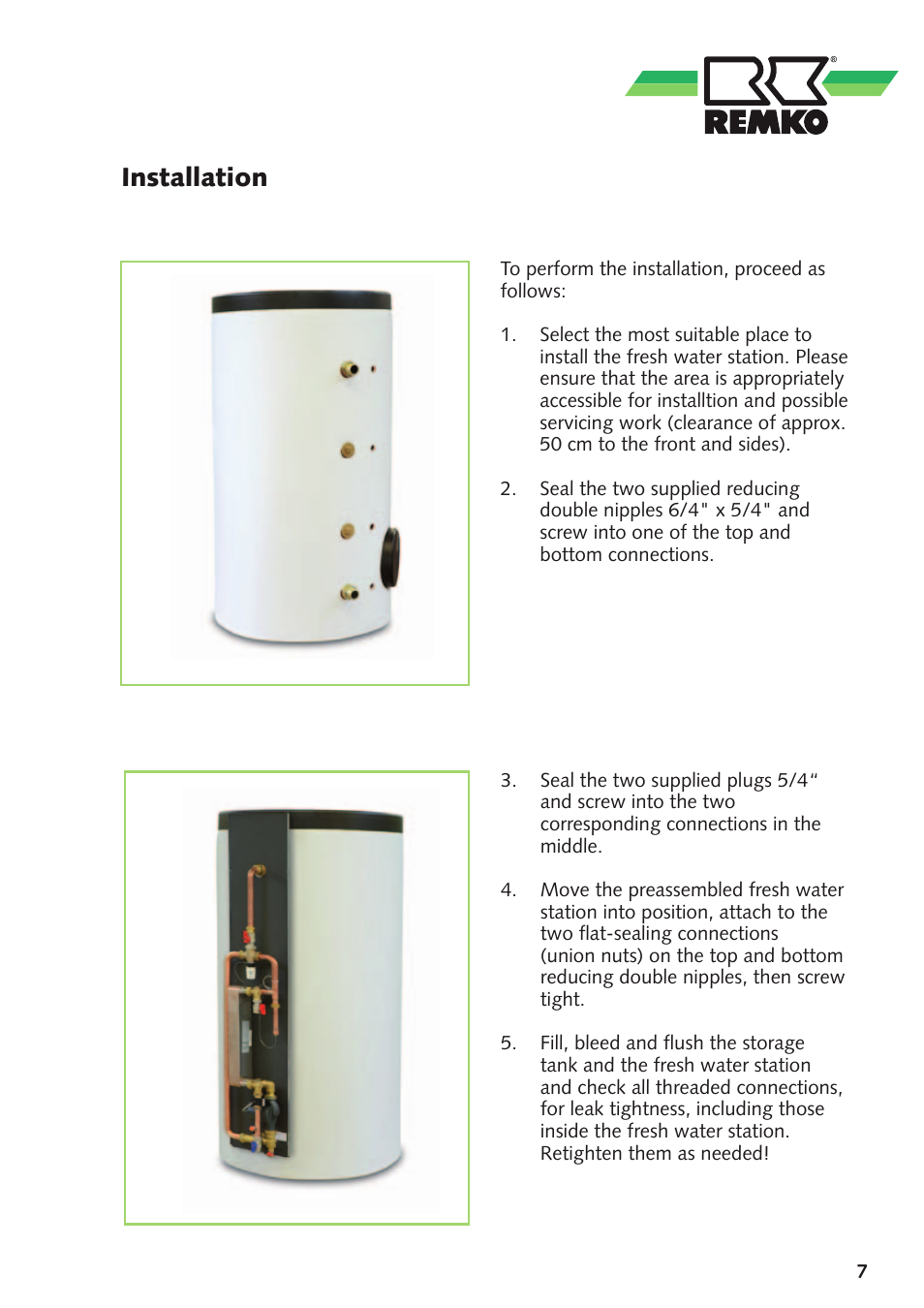 Installation | REMKO Fresh Water Station User Manual | Page 7 / 16