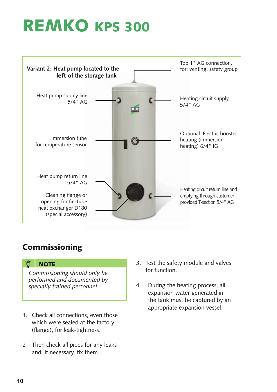 Remko, Kps 300, Commissioning | REMKO KPS300 User Manual | Page 10 / 12