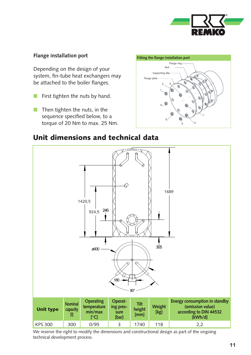 Unit dimensions and technical data | REMKO KPS300 User Manual | Page 11 / 12