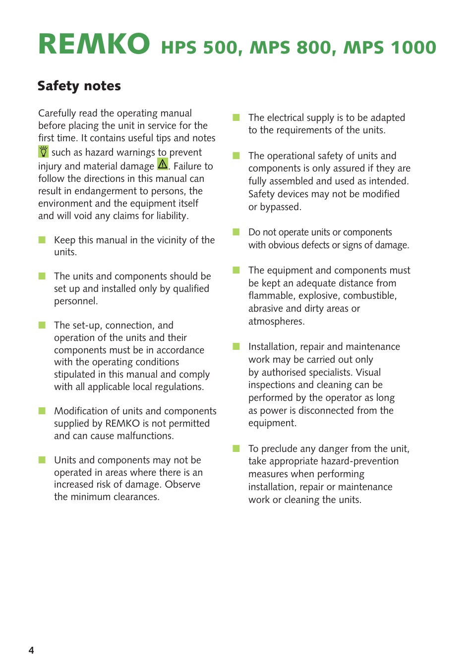 Remko | REMKO HPS500 User Manual | Page 4 / 20