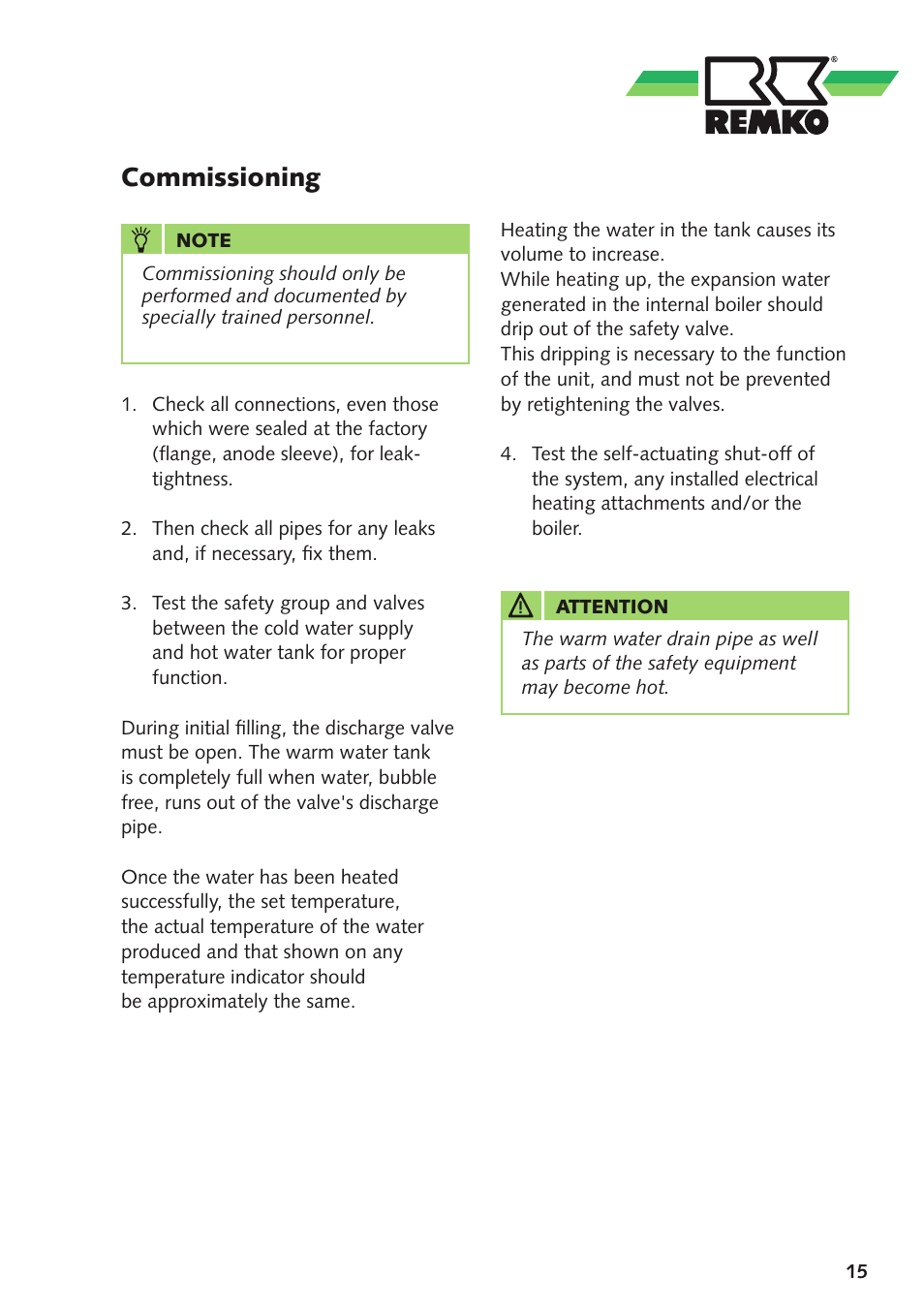 Commissioning | REMKO ETS300 User Manual | Page 15 / 20