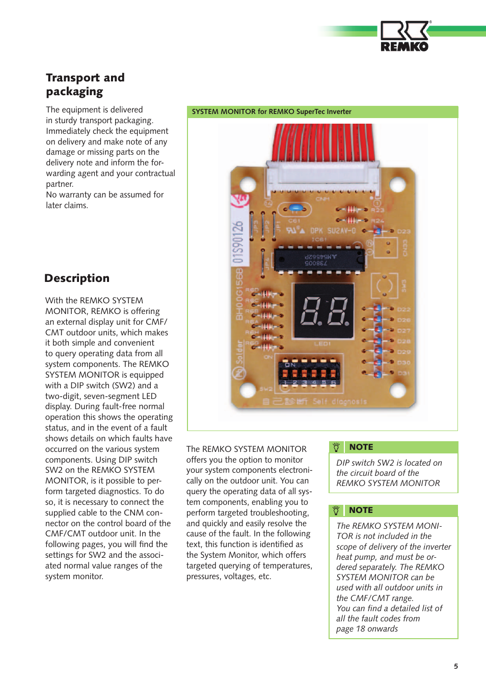 Transport and packaging description | REMKO SuperTec-Monitor User Manual | Page 5 / 32