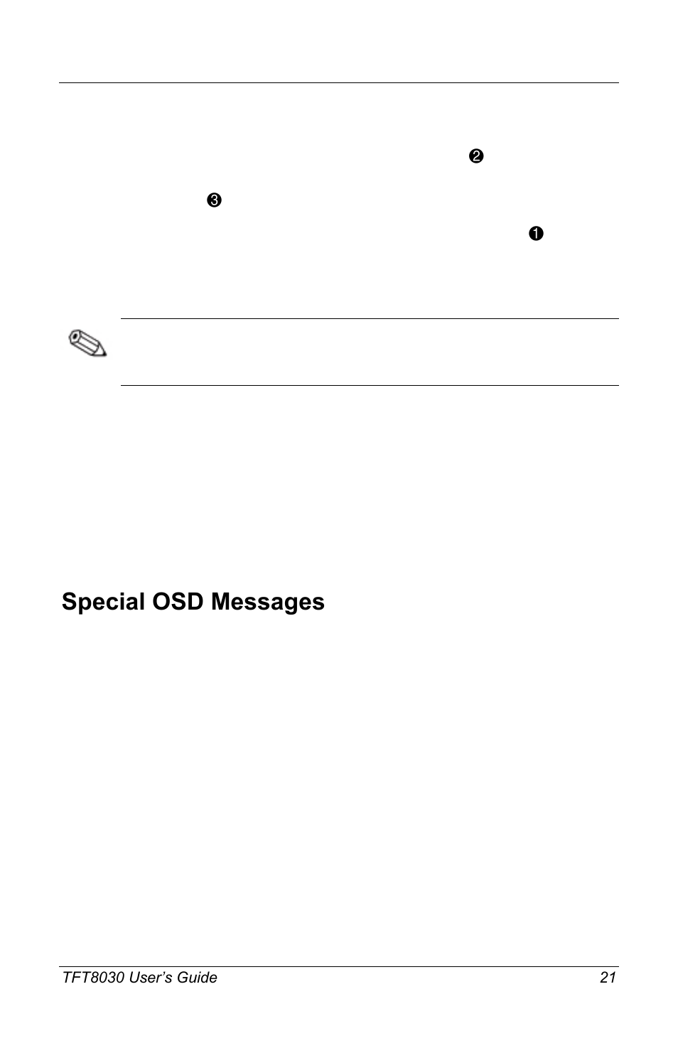 Special osd messages | Compaq TFT8030 User Manual | Page 23 / 42