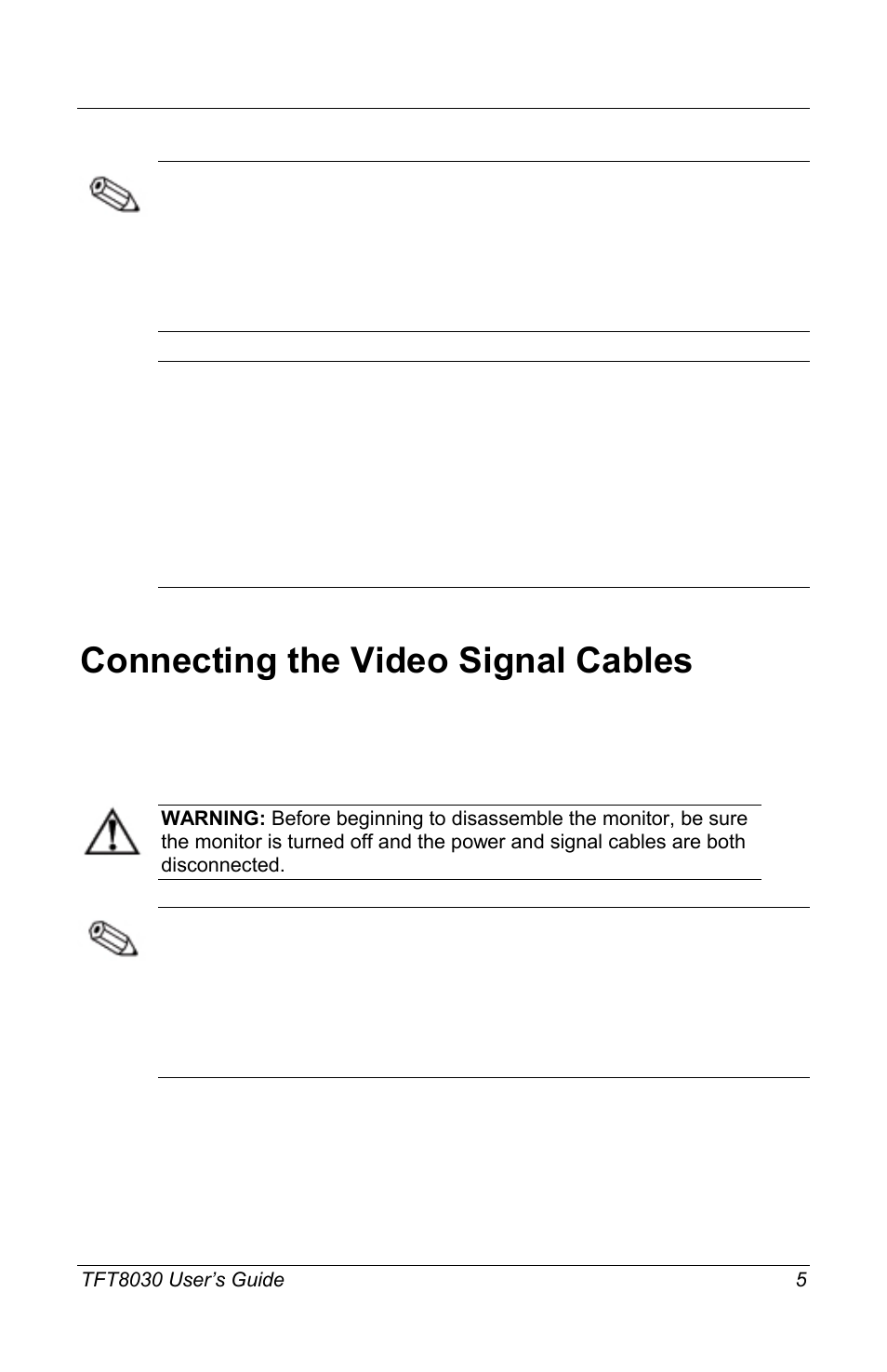 Connecting the video signal cables | Compaq TFT8030 User Manual | Page 7 / 42