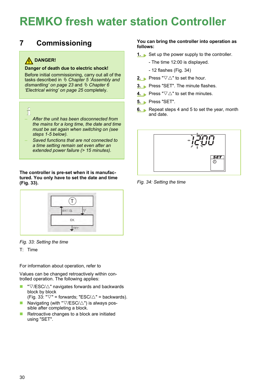 7 commissioning, Commissioning, Remko fresh water station controller | REMKO EFS 25-35 User Manual | Page 30 / 40