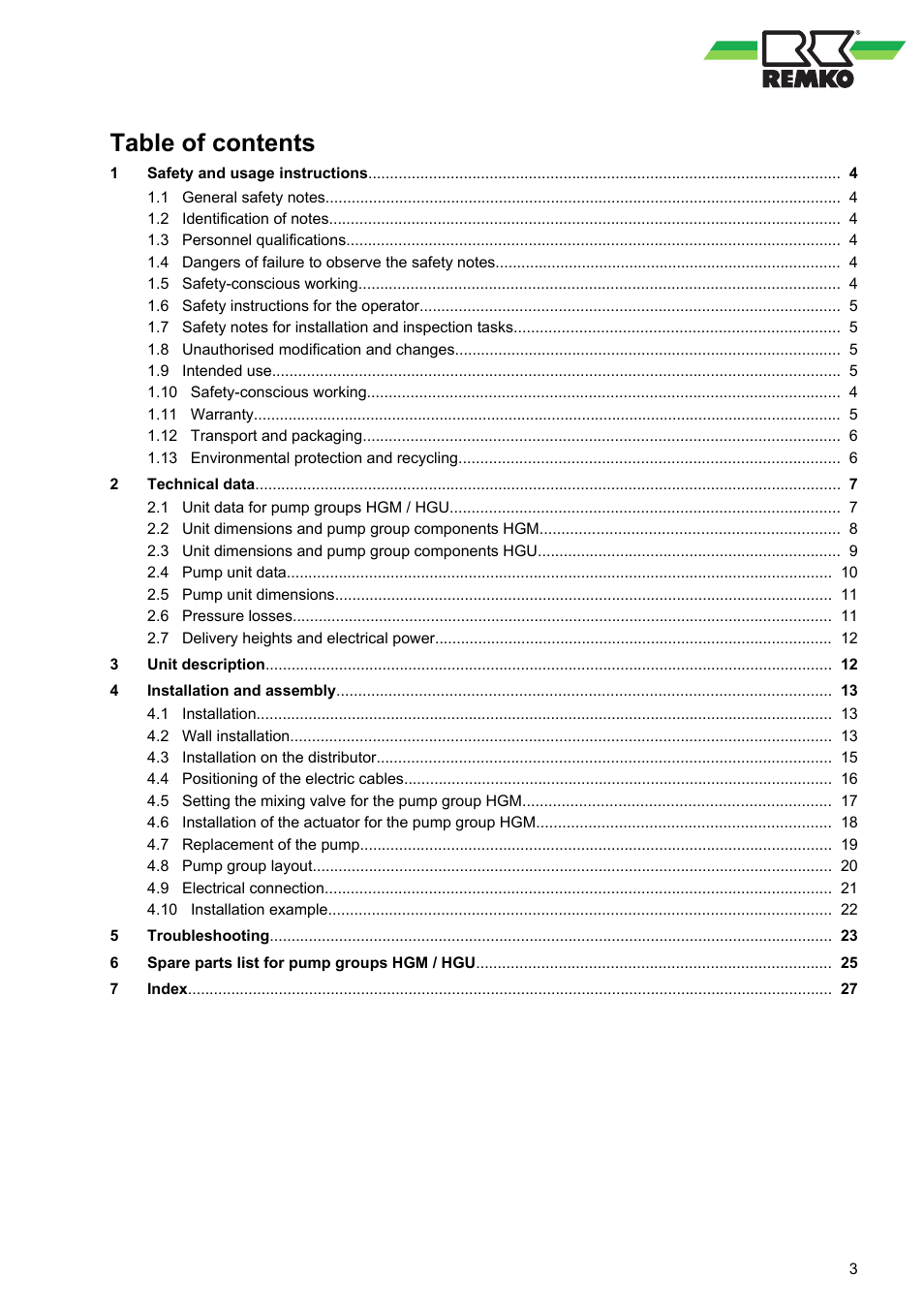 REMKO HGM-HGU User Manual | Page 3 / 32