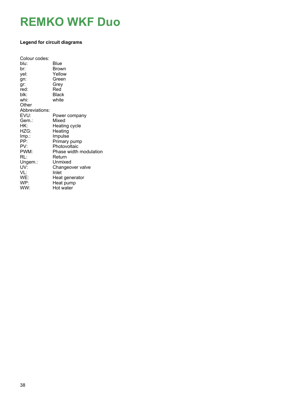 Remko wkf duo | REMKO WKF-120-180Duo Electrical wiring User Manual | Page 38 / 44