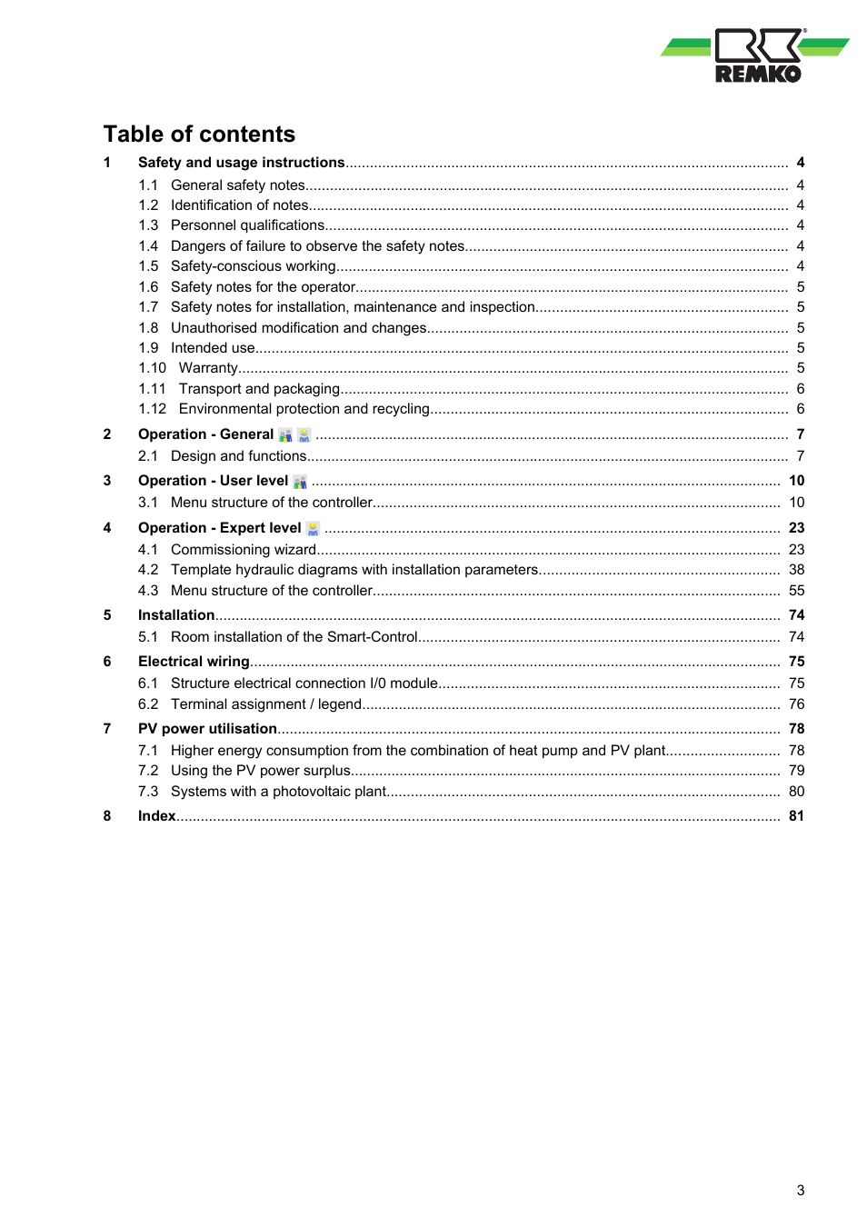 REMKO WPM-Smart-Control-Manual for specialists-WKF-085 User Manual | Page 3 / 84